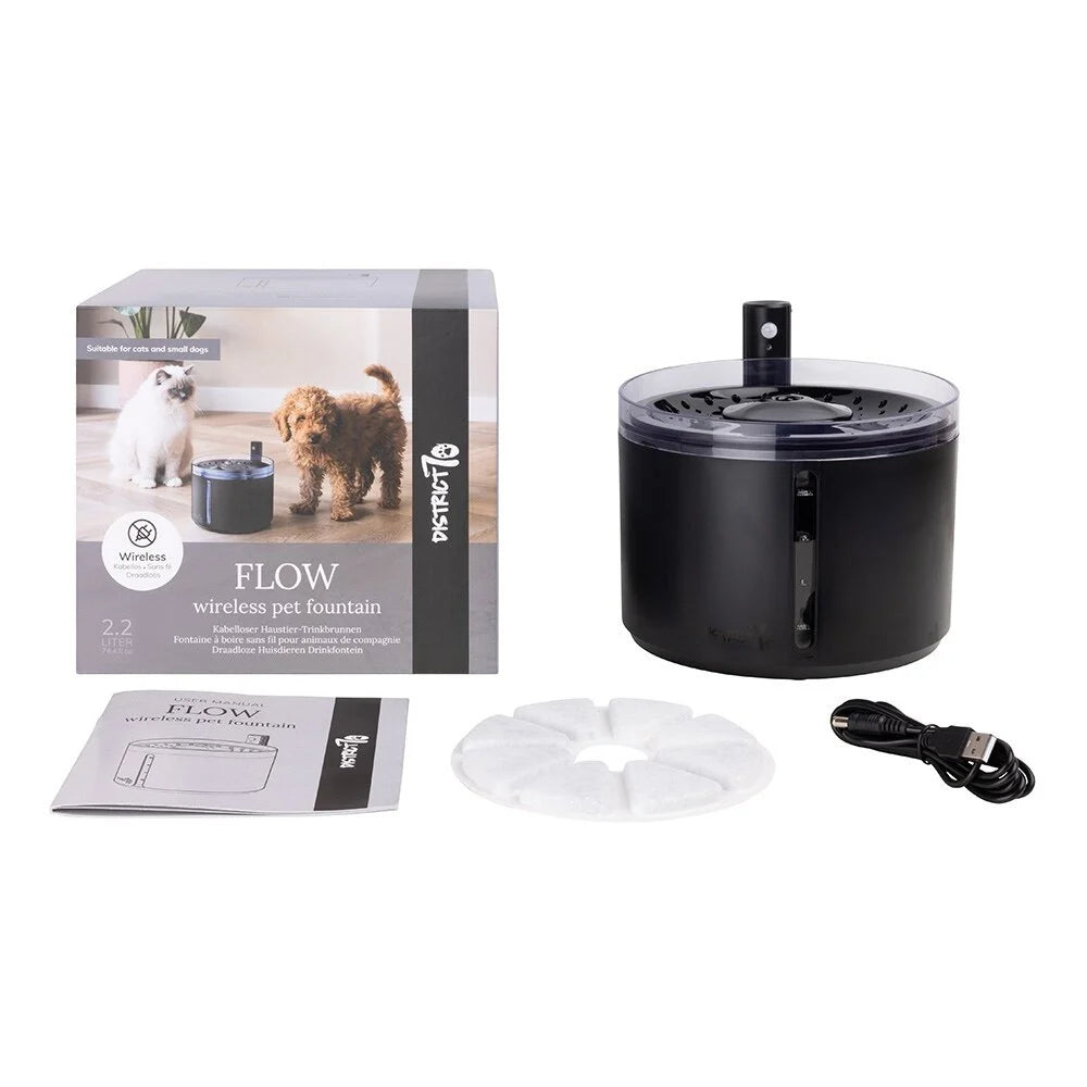 District 70 FLOW 2.2 L - Draadloze drinkfontein - Zwart of Wit
