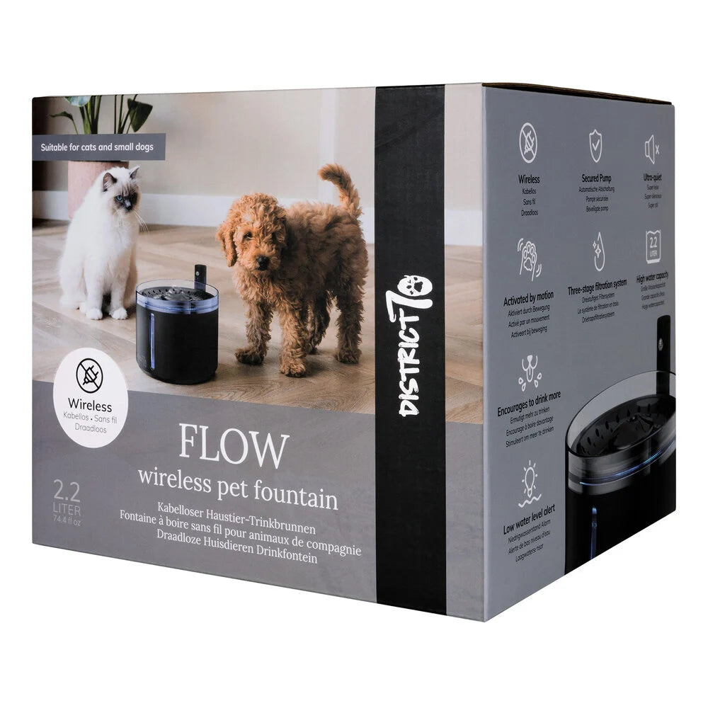 District 70 FLOW 2.2 L - Draadloze drinkfontein - Zwart of Wit